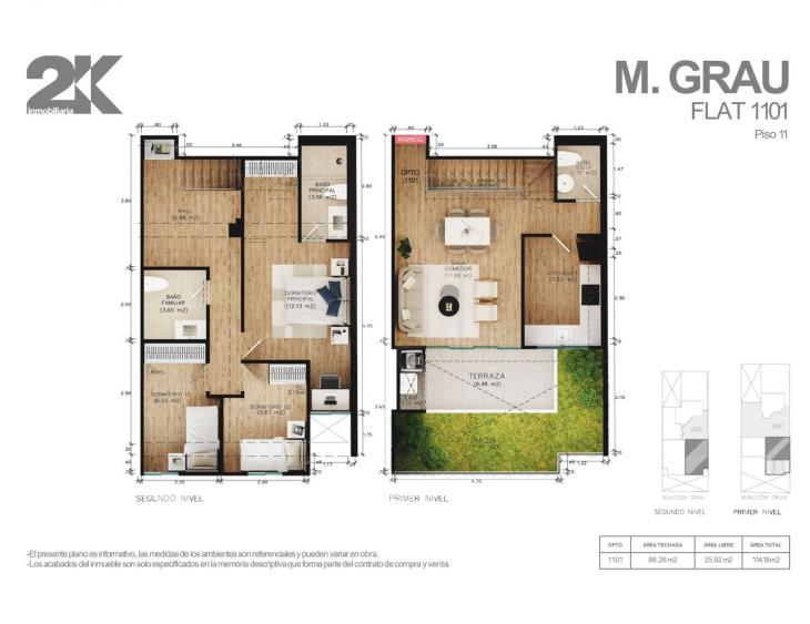 Plano del modelo 1101 del proyecto MAR DE GRAU en Chorrillos