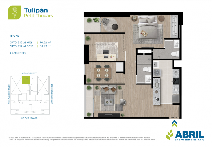 Plano del modelo TLP X12 del proyecto Tulipán en Cercado de lima