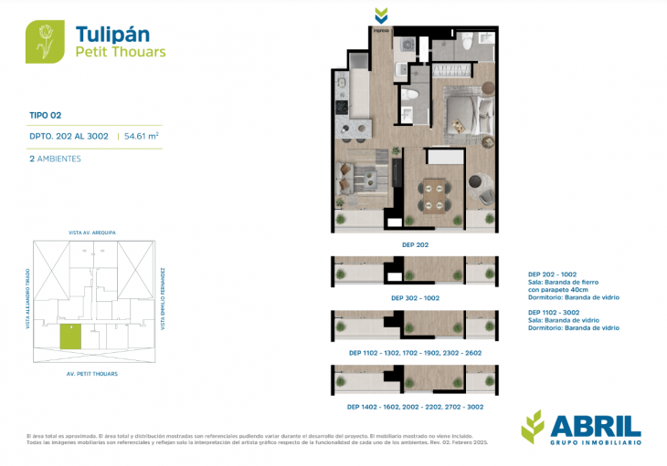 Plano del modelo TLP X02 del proyecto Tulipán en Cercado de lima