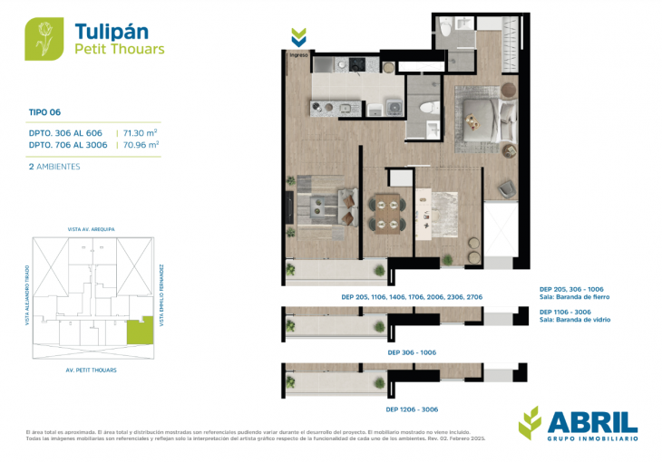 Plano del modelo TLP X06 del proyecto Tulipán en Cercado de lima
