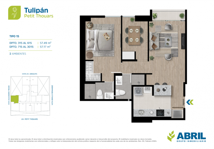 Plano del modelo TLP X15 del proyecto Tulipán en Cercado de lima