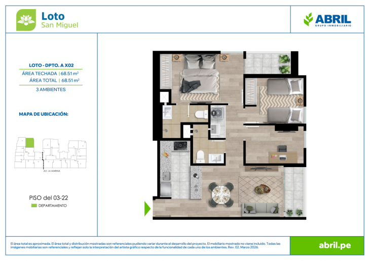 Plano del modelo LOT-1-X02 del proyecto Loto en San Miguel