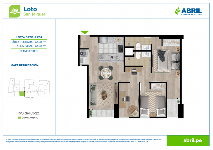 Plano del modelo LOT-1-X09 del proyecto Loto en San Miguel