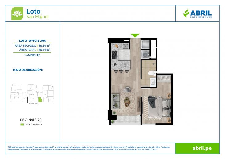 Plano del modelo LOT-2-X04 del proyecto Loto en San Miguel