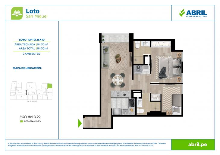 Plano del modelo LOT-2-X10 del proyecto Loto en San Miguel