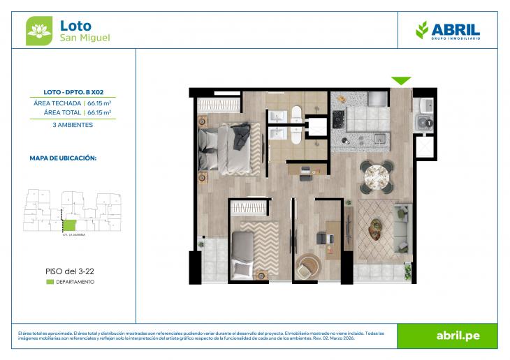 Plano del modelo LOT-2-X02 del proyecto Loto en San Miguel