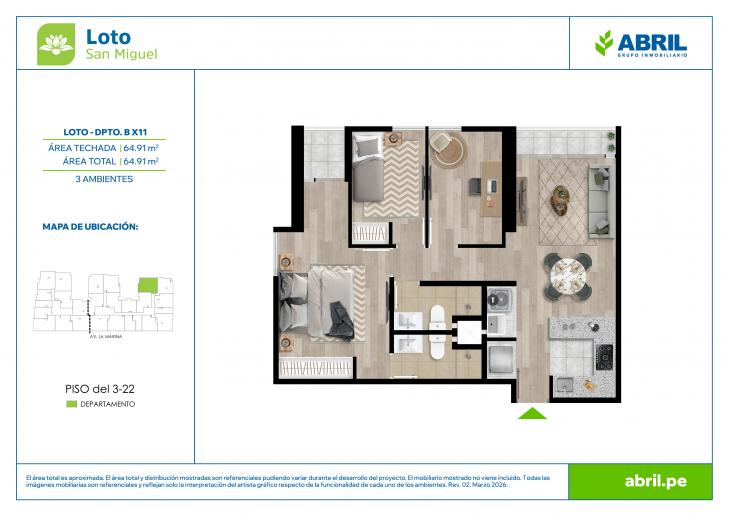 Plano del modelo LOT-2-X11 del proyecto Loto en San Miguel