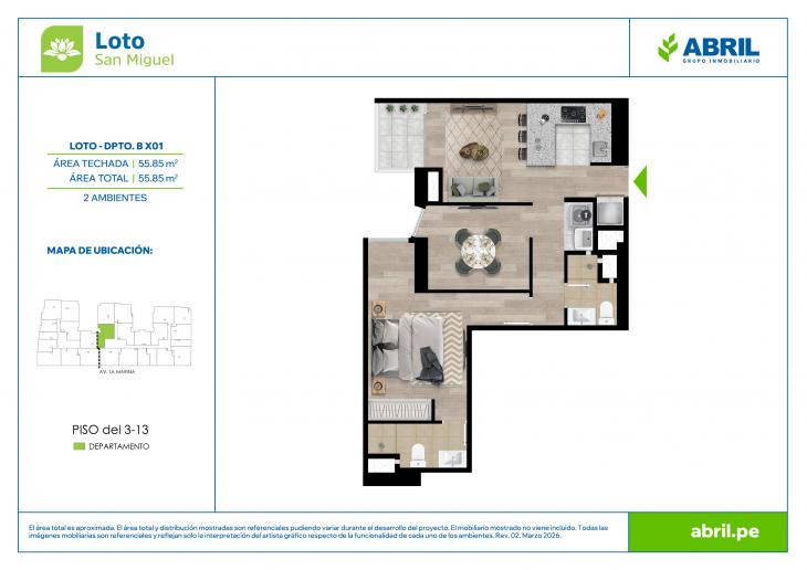 Plano del modelo LOT-2-X01B del proyecto Loto en San Miguel