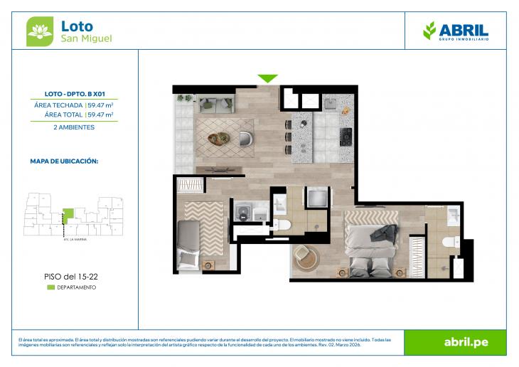 Plano del modelo LOT-2-X01C del proyecto Loto en San Miguel