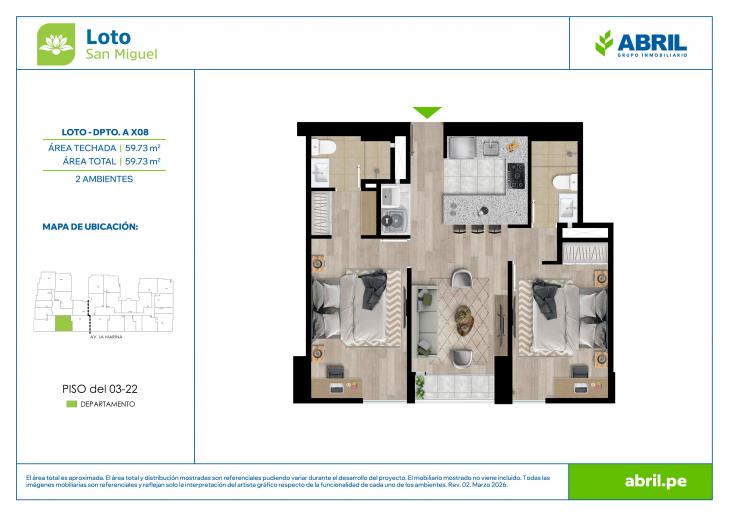 Plano del modelo LOT-1-X08 del proyecto Loto en San Miguel
