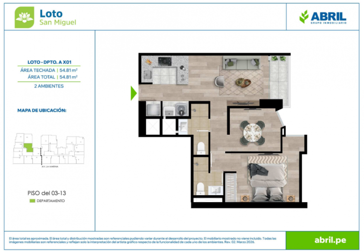Plano del modelo LOT-1-X01A del proyecto Loto en San Miguel