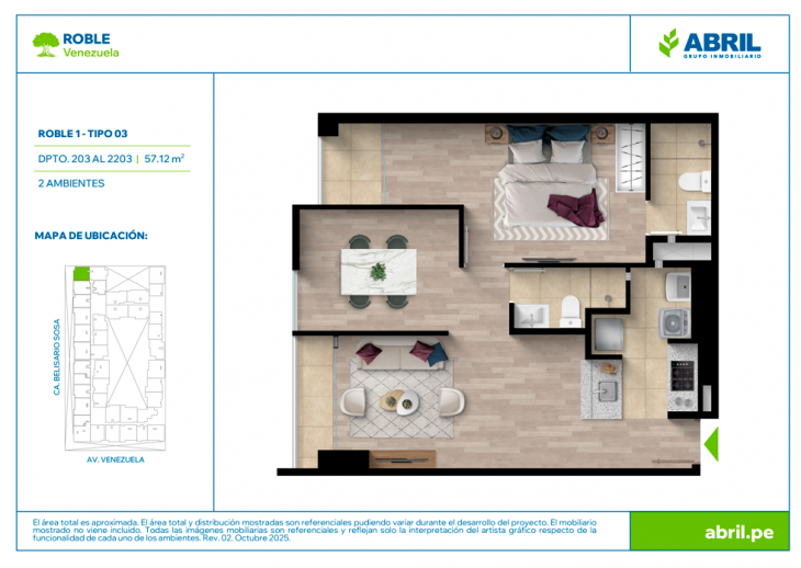 Plano del modelo ROB-1-X03 del proyecto Roble en Cercado de lima