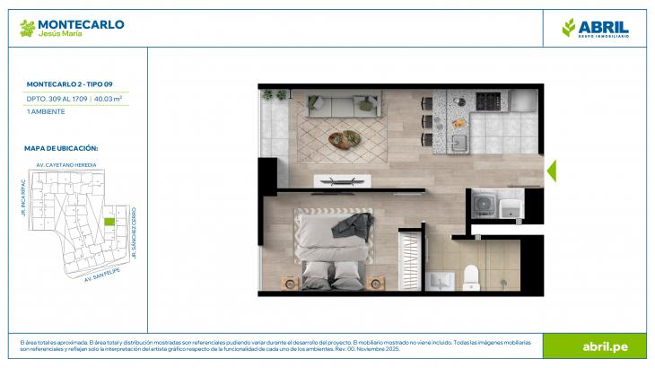 Plano del modelo MC-2-X09 del proyecto MONTECARLO en Jesus Maria
