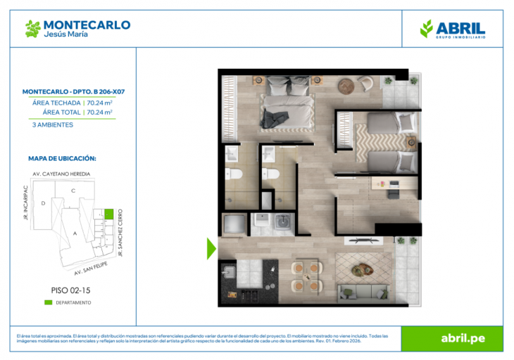 Plano del modelo MC-2-X07 del proyecto MONTECARLO en Jesus Maria