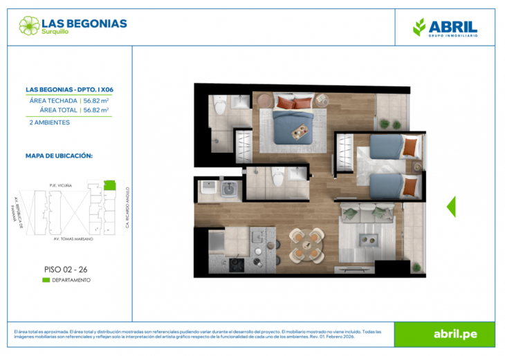 Plano del modelo LB-I-X06 del proyecto Las Begonias en Surquillo