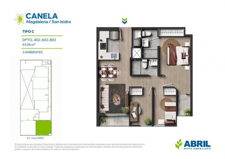 Plano del modelo TIPO C del proyecto Canela en Magdalena Del Mar
