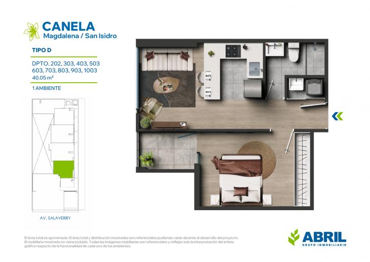 Plano del modelo TIPO D del proyecto Canela en Magdalena Del Mar