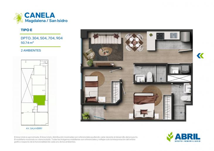 Plano del modelo TIPO E del proyecto Canela en Magdalena Del Mar