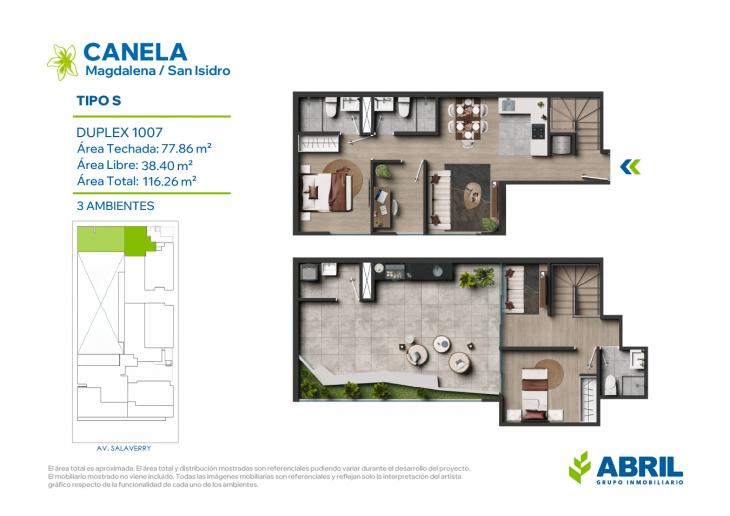 Plano del modelo TIPO S del proyecto Canela en Magdalena Del Mar