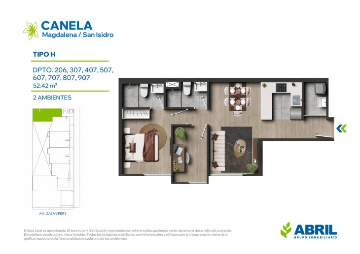 Plano del modelo TIPO H del proyecto Canela en Magdalena Del Mar