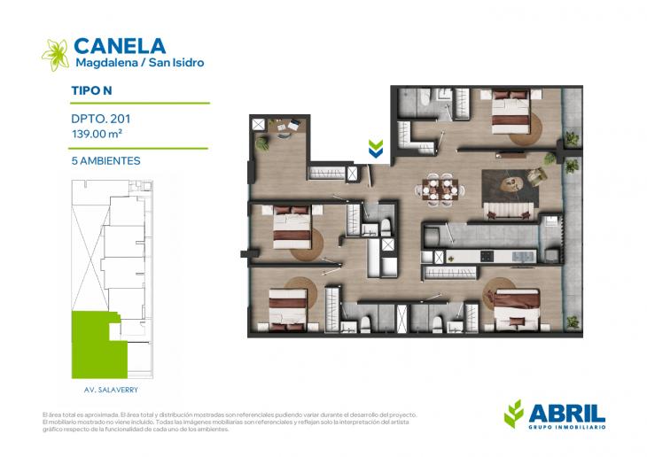 Plano del modelo TIPO N del proyecto Canela en Magdalena Del Mar