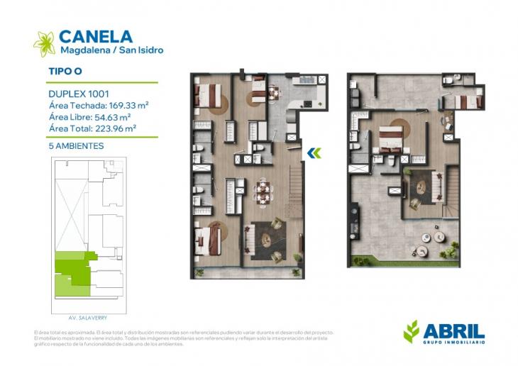 Plano del modelo TIPO O del proyecto Canela en Magdalena Del Mar