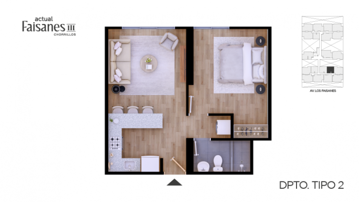 Plano del modelo A2 del proyecto Faisanes III en Chorrillos