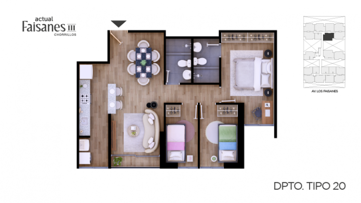 Plano del modelo A20 del proyecto Faisanes III en Chorrillos