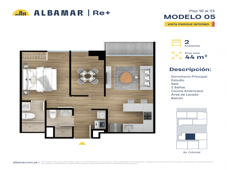 Plano del modelo MODELO 5 del proyecto Albamar | Re+ en Cercado de lima