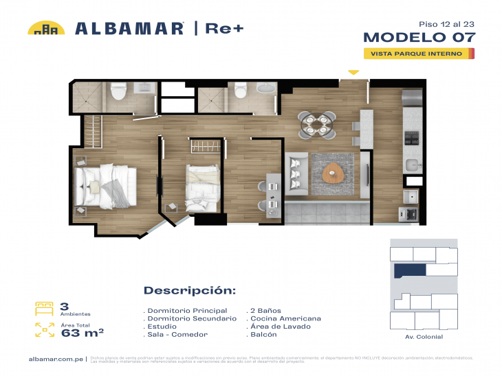 Plano del modelo MODELO 7 del proyecto Albamar | Re+ en Cercado de lima