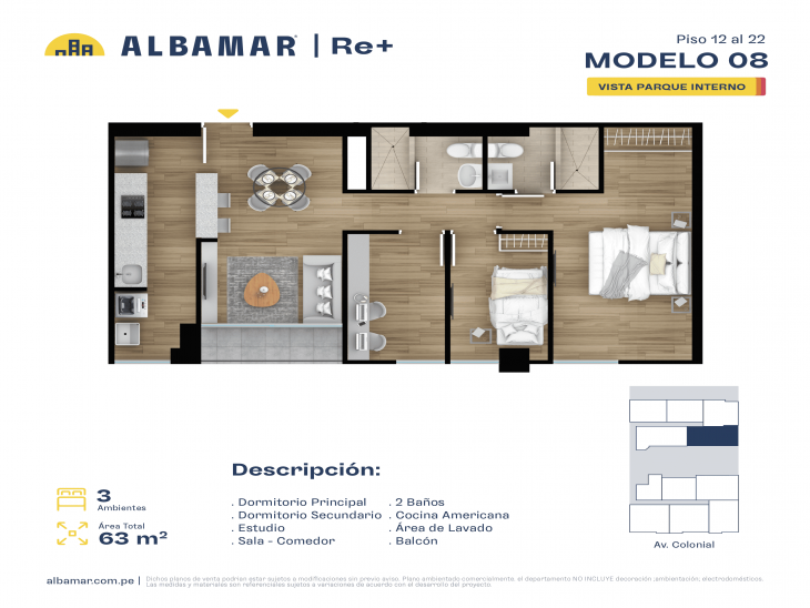 Plano del modelo MODELO 8 del proyecto Albamar | Re+ en Cercado de lima