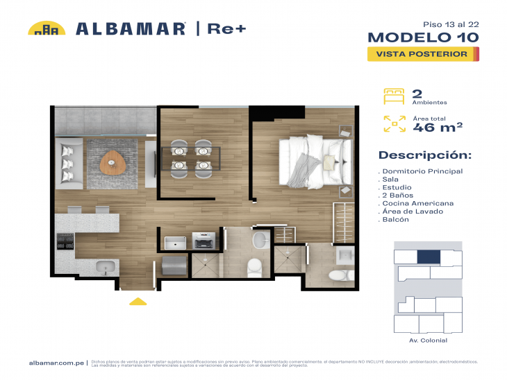 Plano del modelo MODELO 10 del proyecto Albamar | Re+ en Cercado de lima