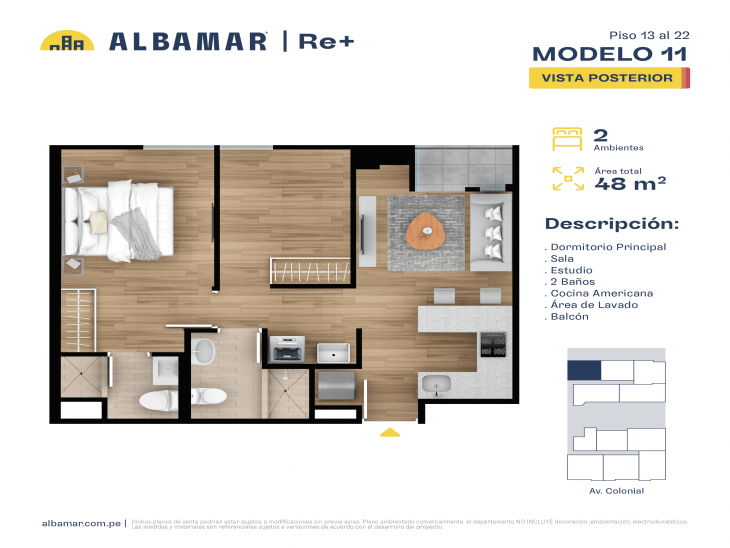 Plano del modelo MODELO 11 del proyecto Albamar | Re+ en Cercado de lima