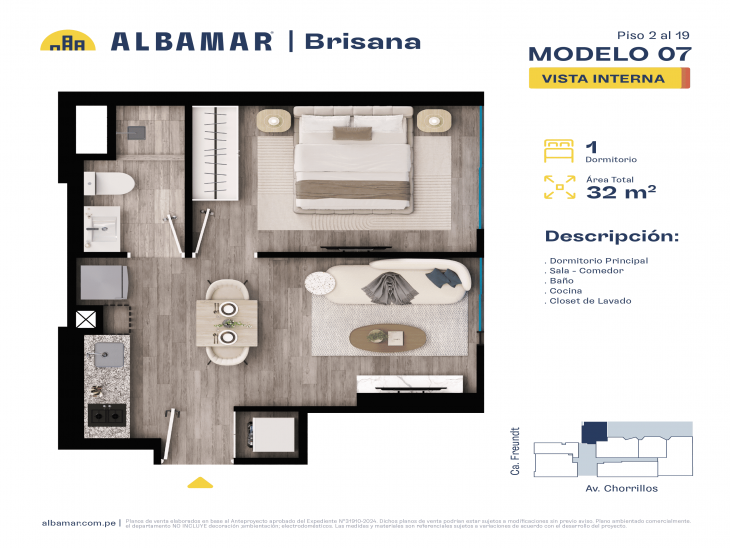 Plano del modelo G del proyecto Albamar | Brisana en Chorrillos
