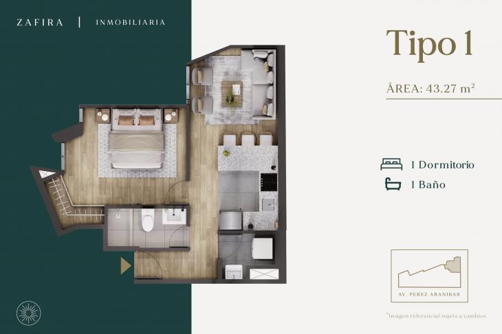 Plano del modelo TIPO 1 del proyecto Alba en San Isidro