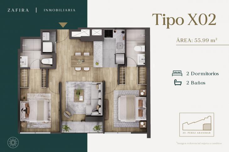 Plano del modelo TIPO X02 del proyecto Alba en San Isidro