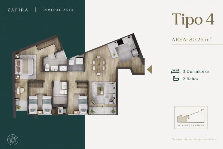 Plano del modelo TIPO 4 del proyecto Alba en San Isidro