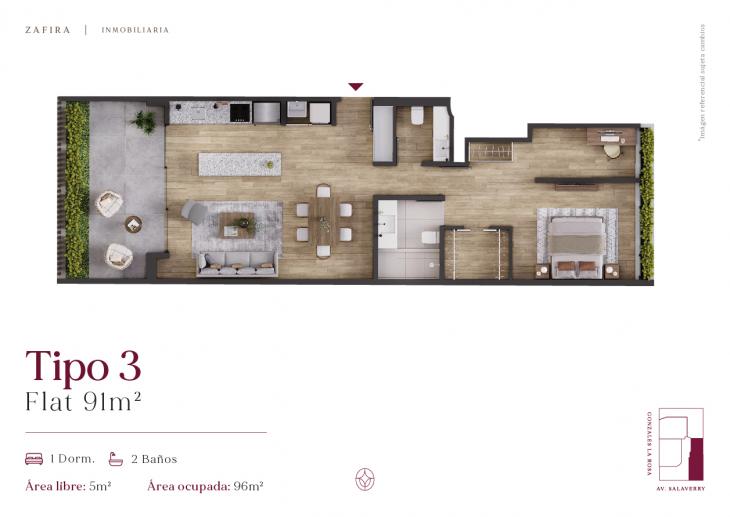 Plano del modelo TIPO 3 del proyecto INARA en San Isidro