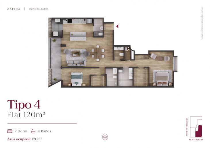 Plano del modelo TIPO 4 del proyecto INARA en San Isidro