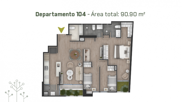 Plano del modelo 104 del proyecto PRAD en San Borja