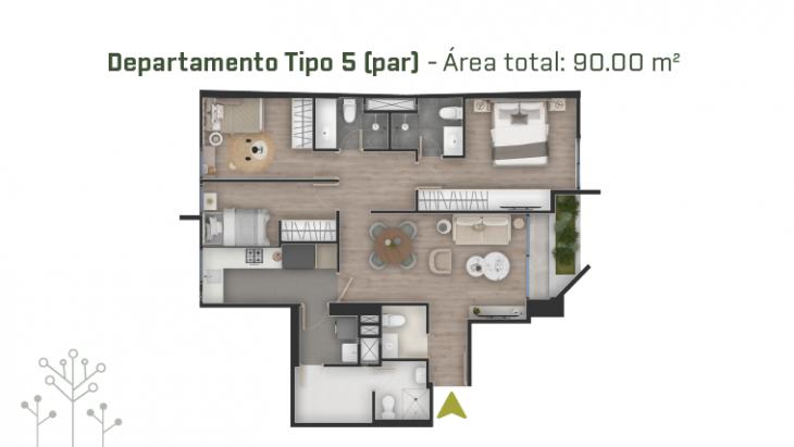 Plano del modelo TIPO 05-PISO PAR del proyecto PRAD en San Borja