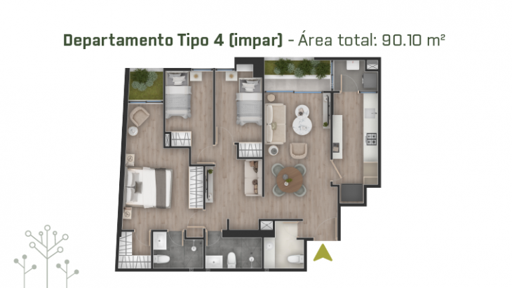 Plano del modelo TIPO 04-PISO IMPAR del proyecto PRAD en San Borja