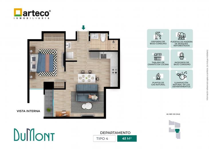 Plano del modelo TIPO 4 del proyecto Arteco | DuMont en Jesus Maria