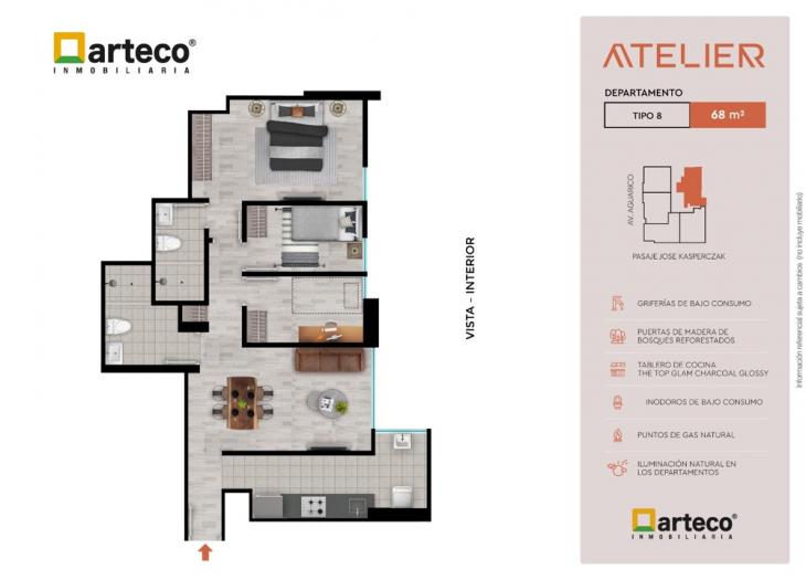 Plano del modelo Tipo 8 del proyecto Arteco | Atelier en Breña