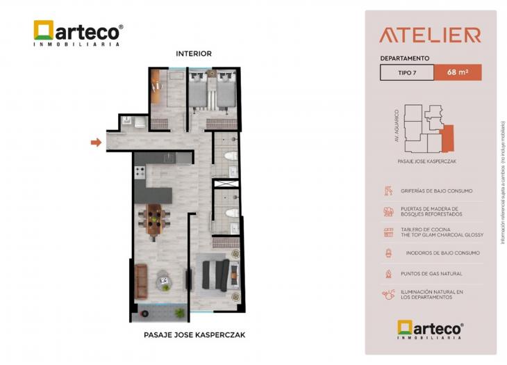 Plano del modelo Tipo 7 del proyecto Arteco | Atelier en Breña