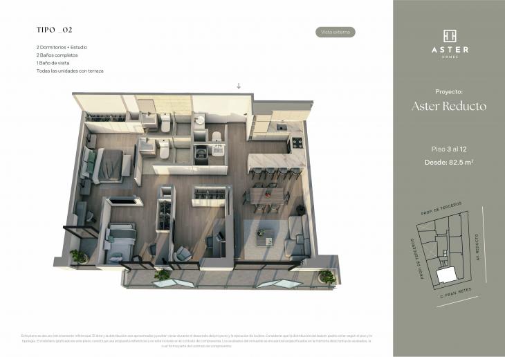 Plano del modelo X02 del proyecto ASTER REDUCTO en Miraflores