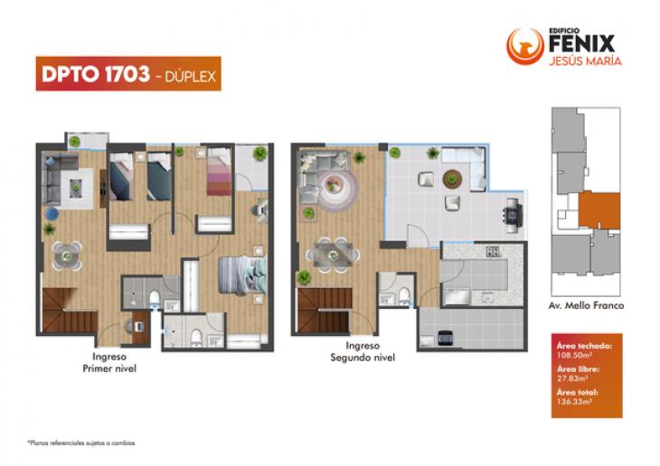 Plano del modelo Tipo 1703 del proyecto Edificio Fenix en Jesus Maria