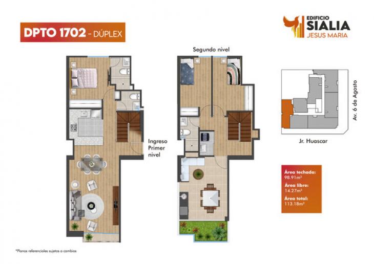 Plano del modelo Tipo 1702 del proyecto Edificio Sialia en Jesus Maria