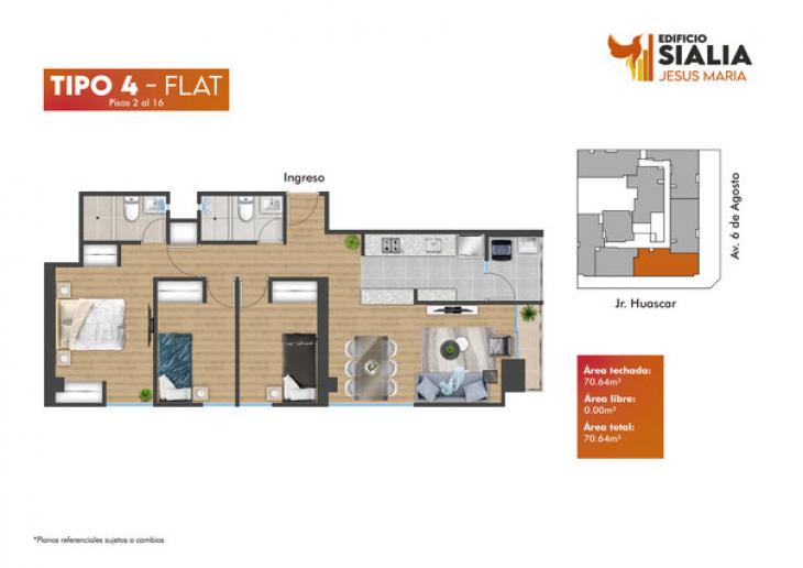 Plano del modelo Tipo 4 del proyecto Edificio Sialia en Jesus Maria