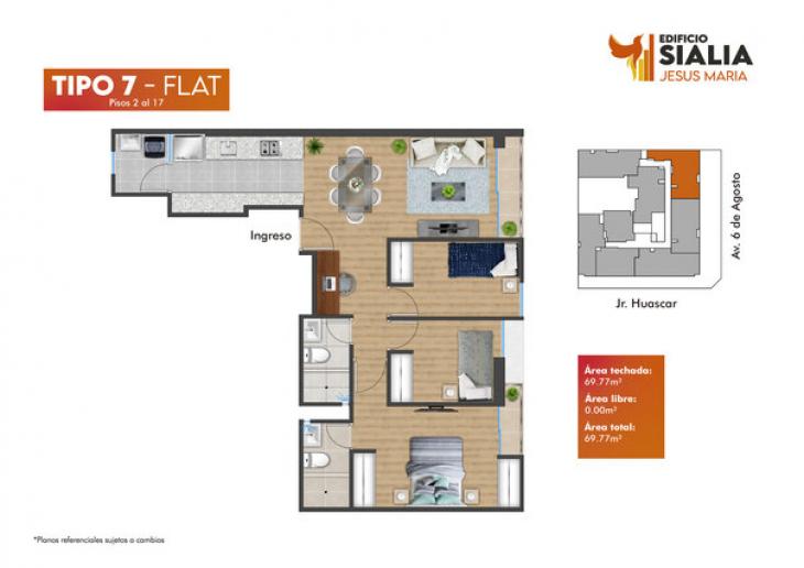 Plano del modelo Tipo 7 del proyecto Edificio Sialia en Jesus Maria